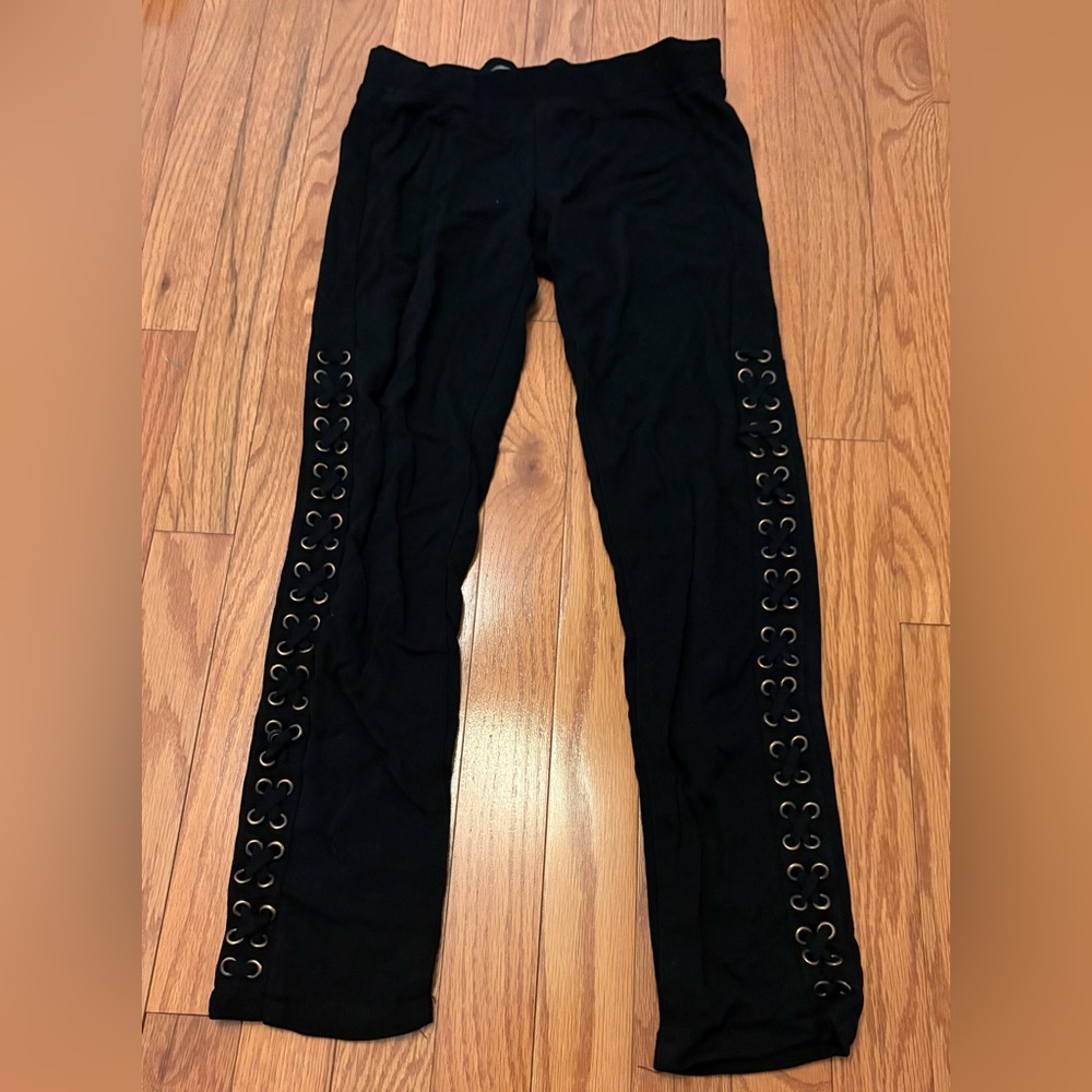 Tractr Black Leggings with Eyelet Detail